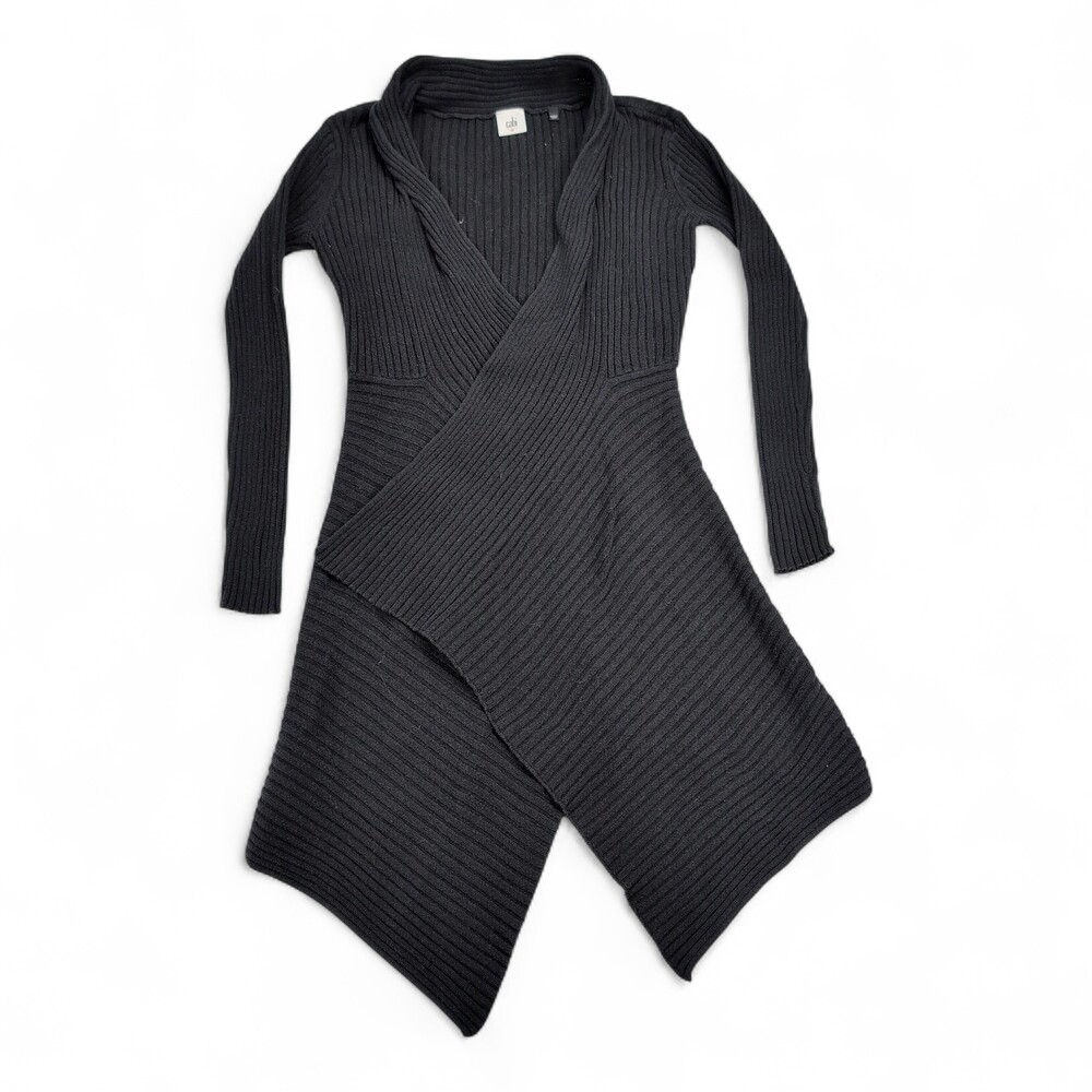 Cabi Ribbed Wrap Cardigan Duster‎ Asymmetrical Hem - M